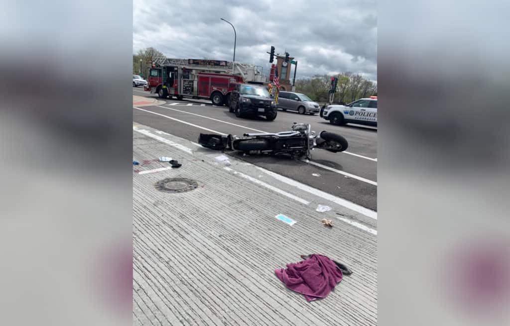 Motorcyclist injured, flown to hospital after crashing into other