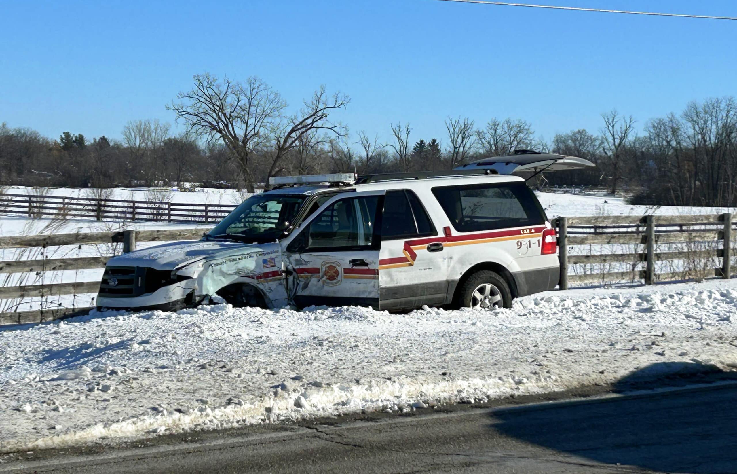 Firefighter seriously injured after car crashes into fire department