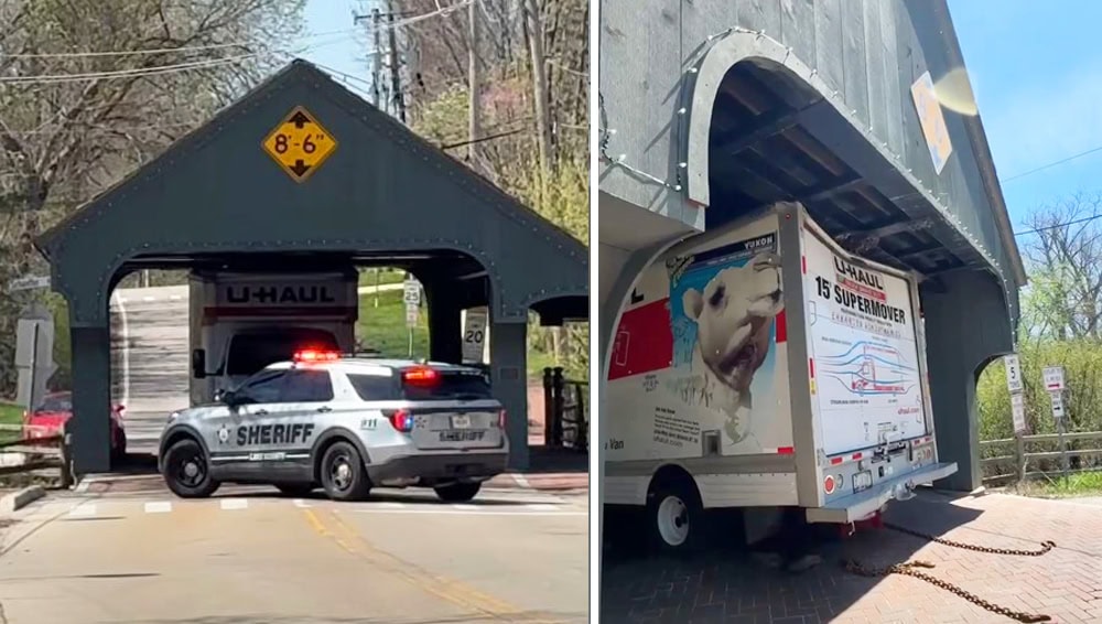 その他 Humanly Impossible: Hit By a Cargo Truck Surviving [DVD] U-Haul truck gets stuck after becoming at least 73rd vehicle to